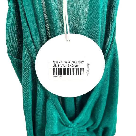Princess Polly Kylie Mini Dress Forest Green Cut-Out Ruched Bodycon Size US 8 - Picture 10 of 12
